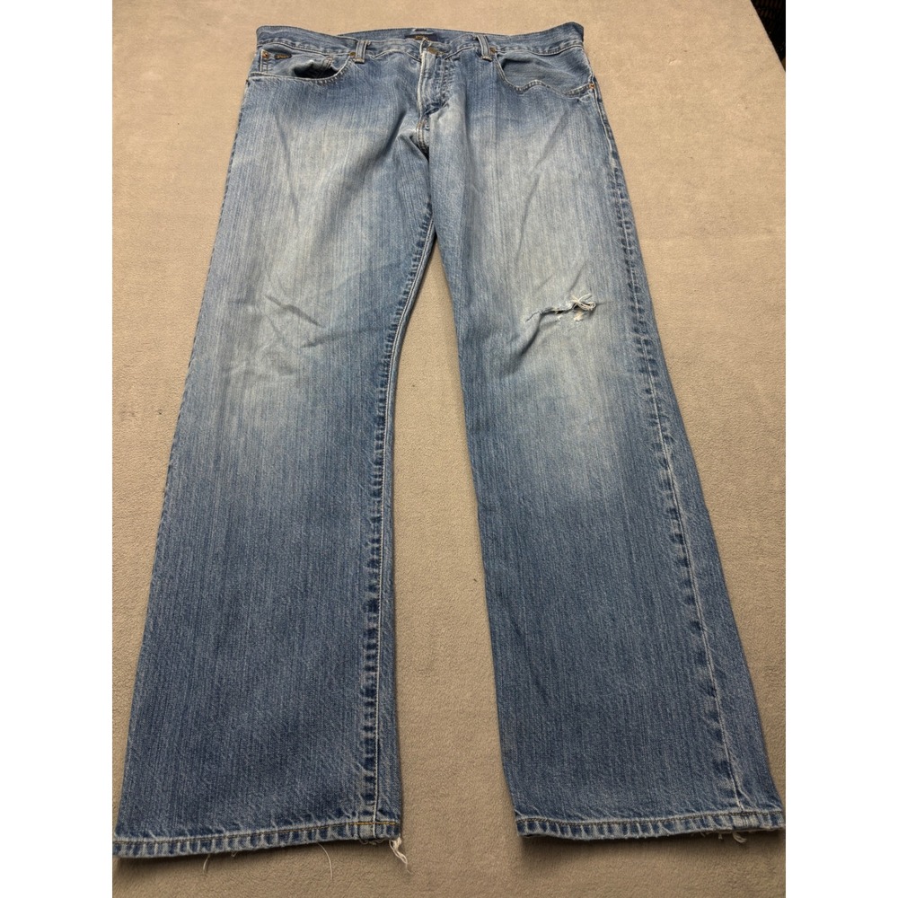 Polo Ralph Lauren The Hampton Relaxed Straight Jeans Mens 36x32 Light Wash Blue